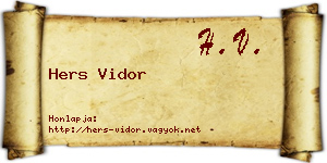 Hers Vidor névjegykártya
